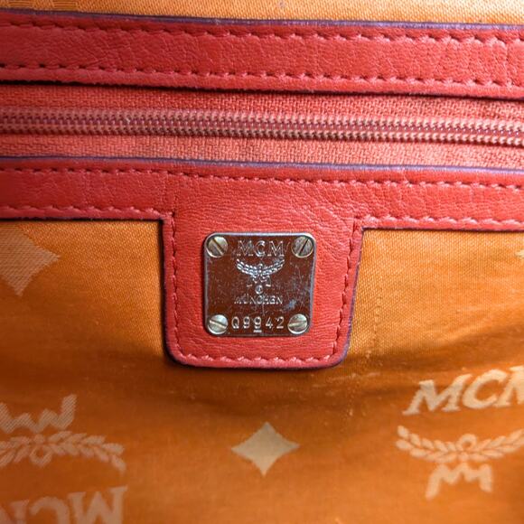Pre-owned MCM Monogram Embossed Leather Satchel Shoulder Bag - Picture 7 of 7